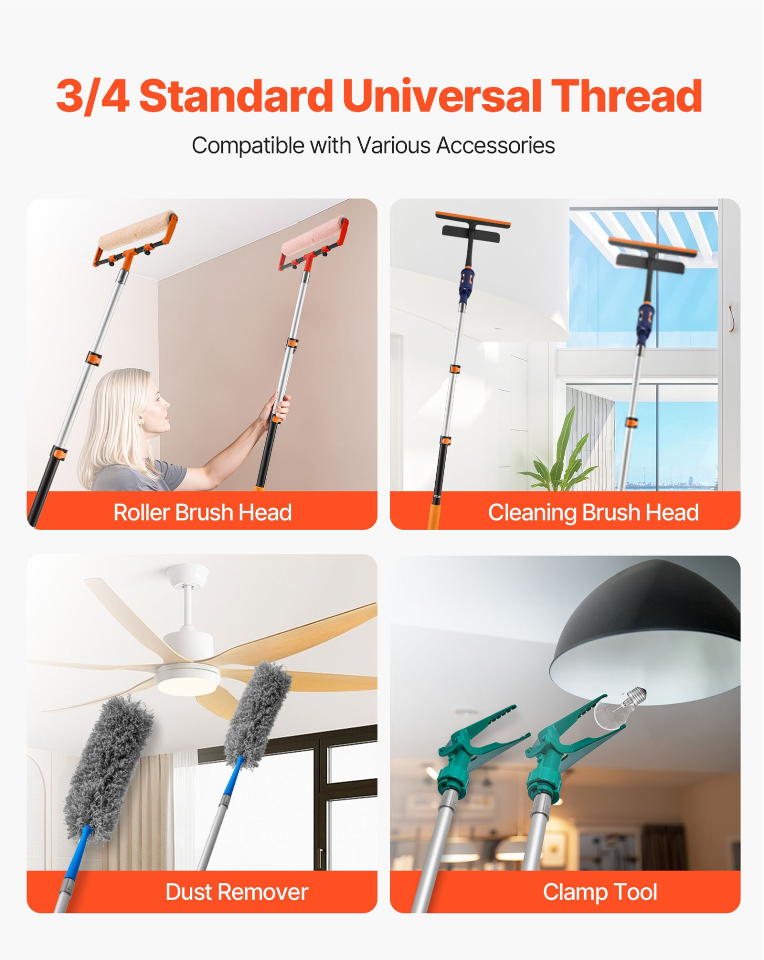Telescopic Extension Pole 1.76-4 FT Multi-Purpose for Painting Cleaning
