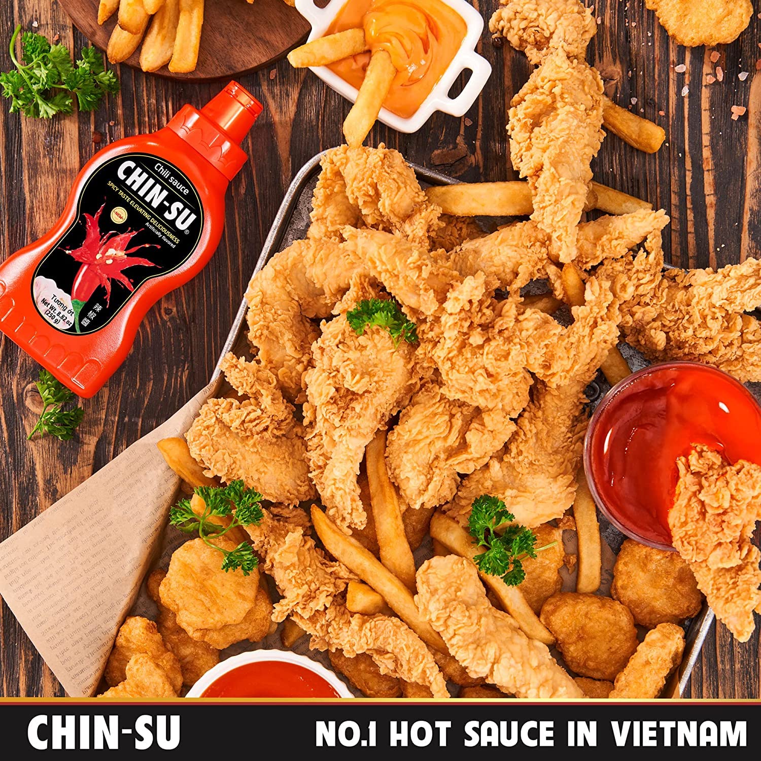 The Original Vietnamese Chili Sauce, CHIN-SU Sweet Sriracha Chili Sauce, Organic Pasta Sauce, Pizza Sauce, Rippen Chili Garlic Hot Sauce, Salsa Hot Spaghetti Sauce BBQ Sauce Gift Set, 1 Pack of 8.82oz