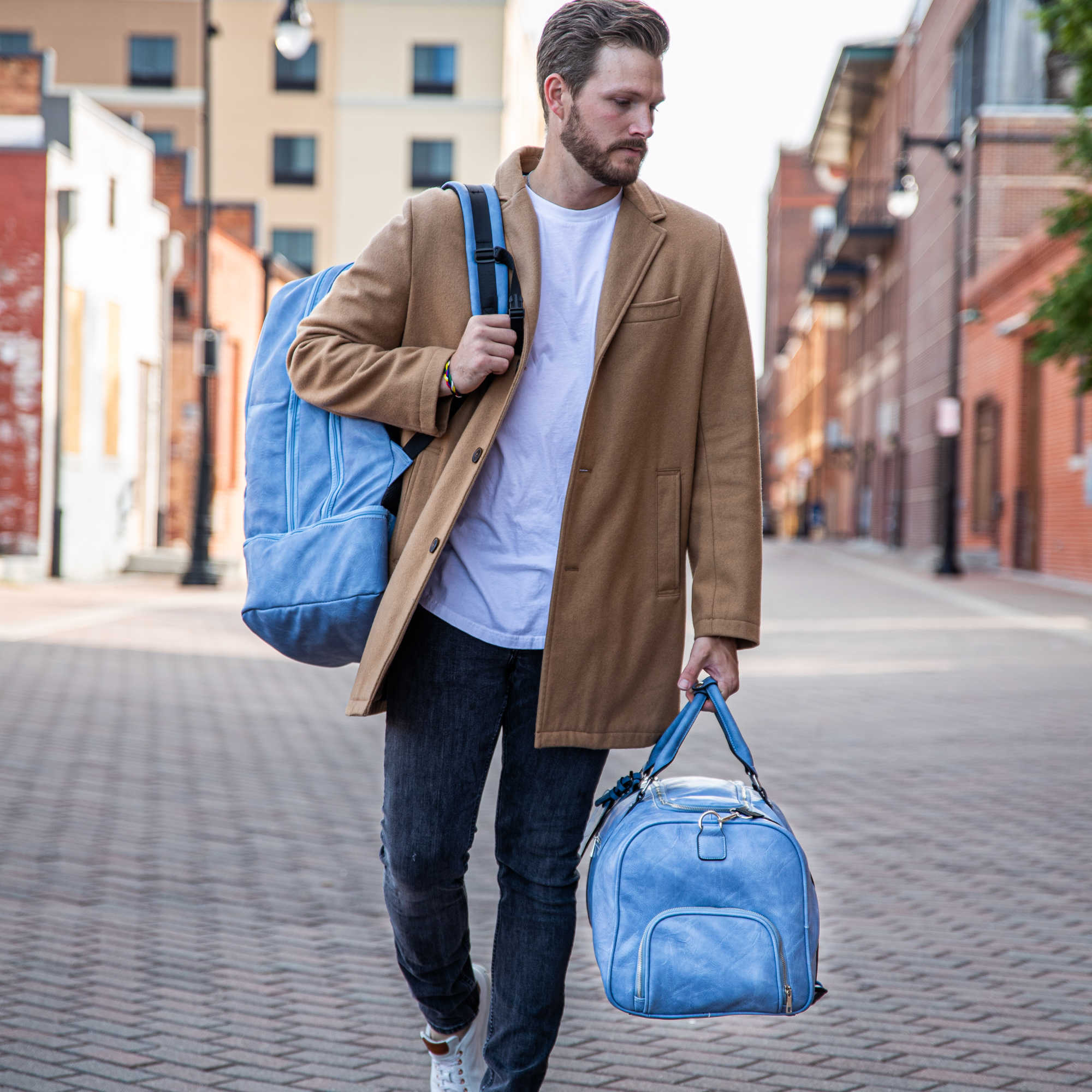 Baby Blue Leather Patented Carry-On Backpack (Only 300 Made)