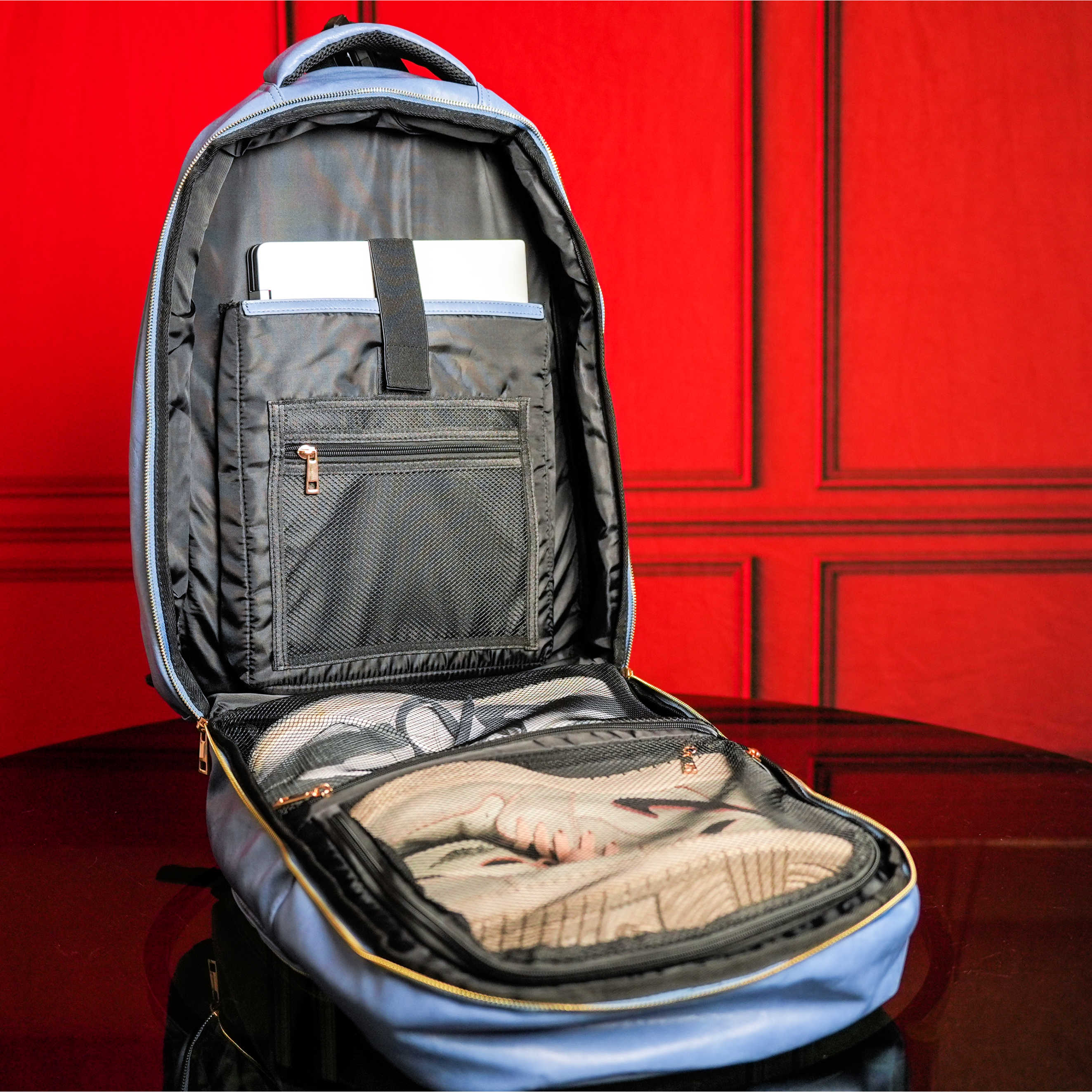 Baby Blue Leather Commuter Bag