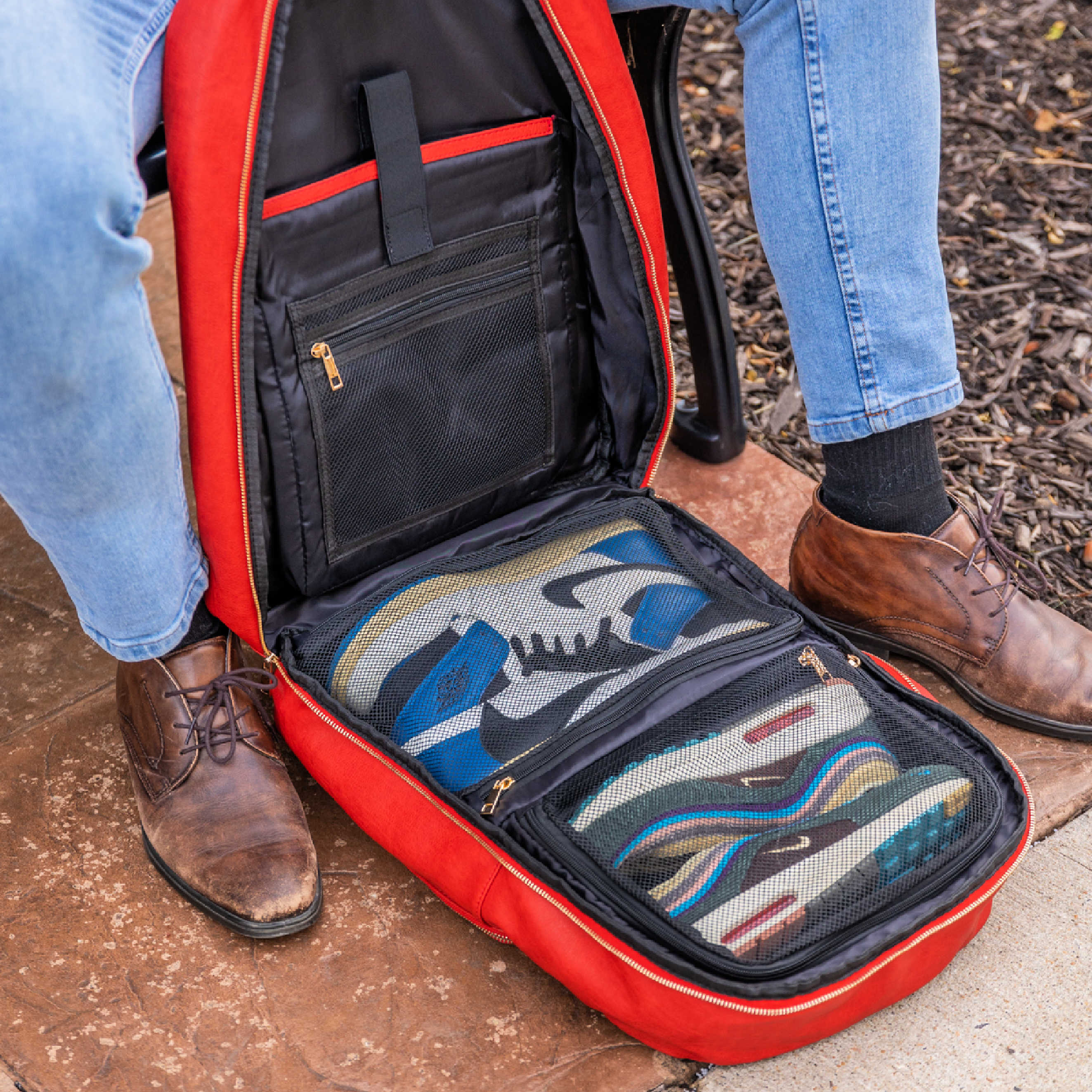 Red Leather Commuter Bag