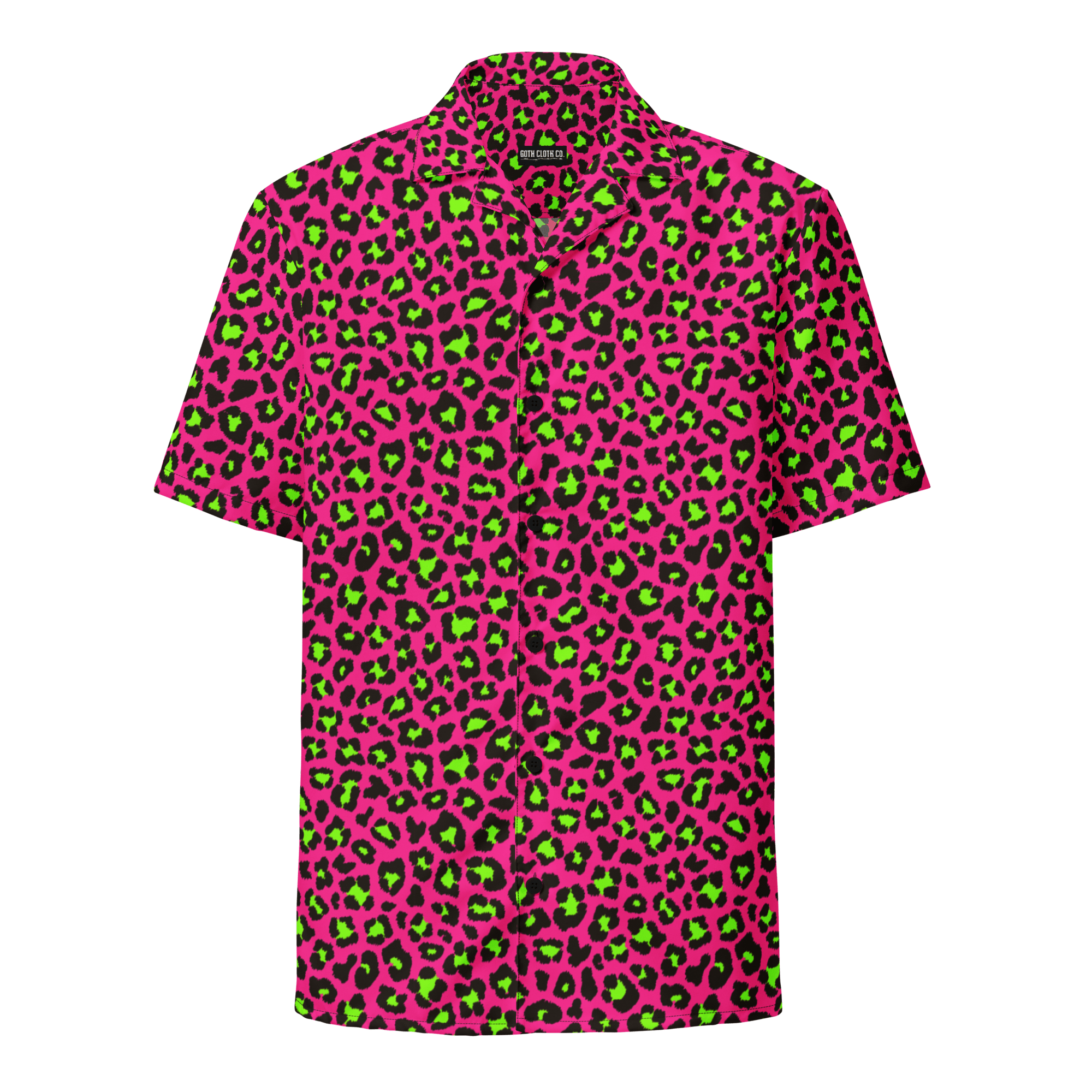 Electric Leopard Print Button-Up Shirt