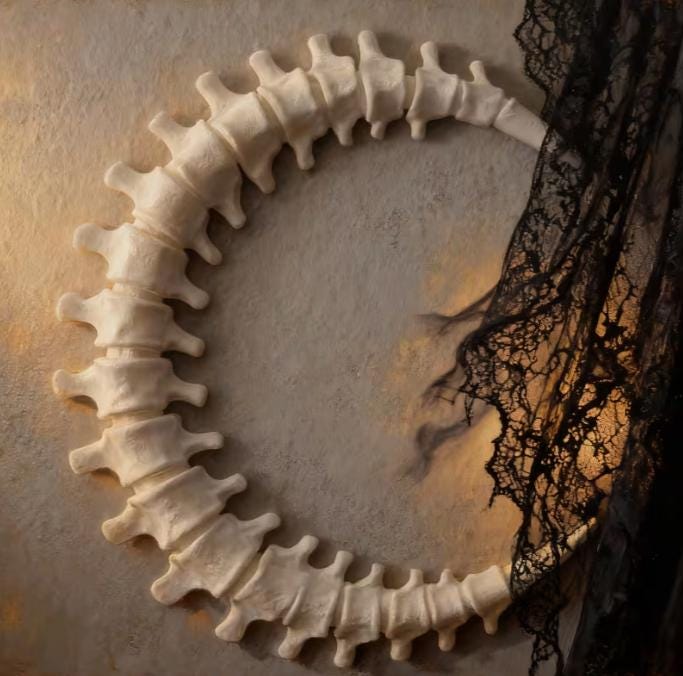 Gothic Anatomy Spine Wall Sculpture - Customizable Elegant Weird Bone Structure