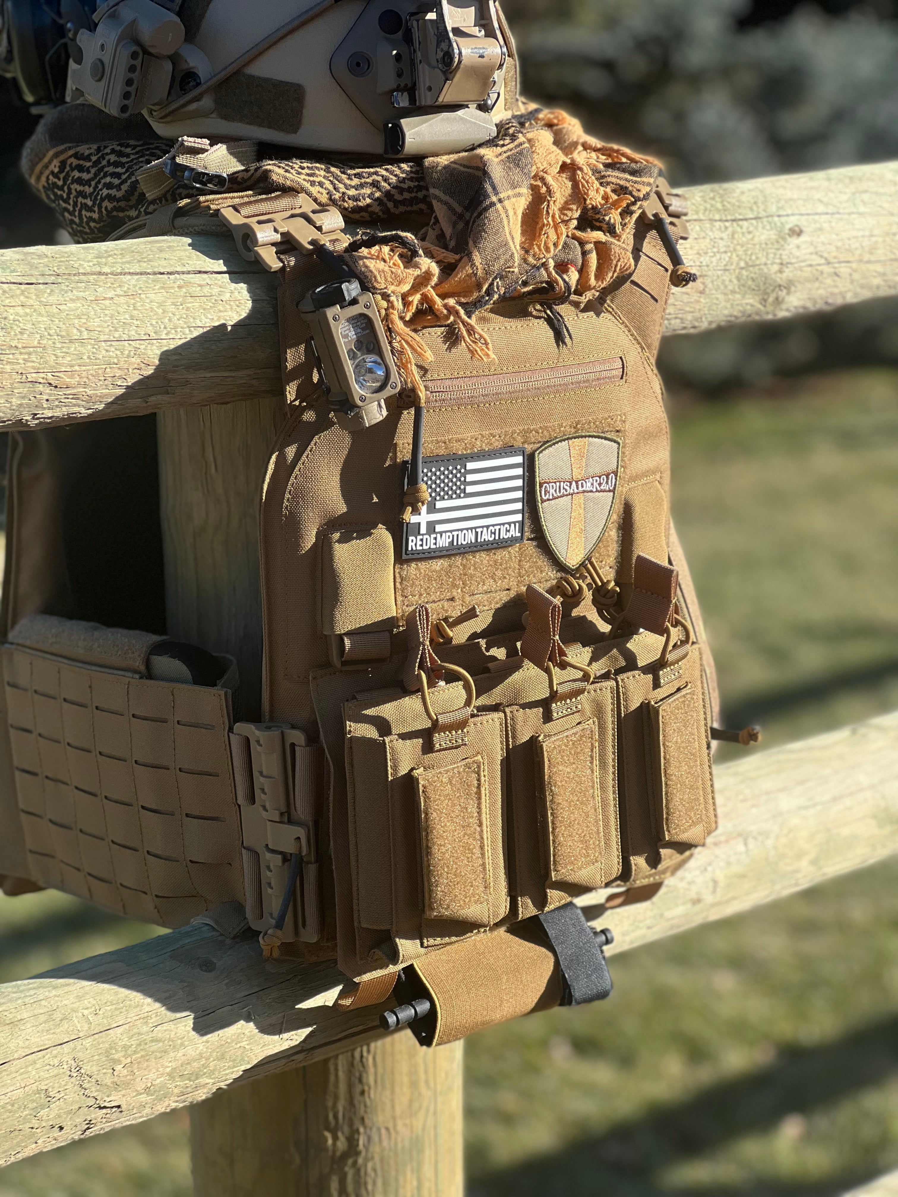 Redemption Tactical Crusader 2.0® l St. Michael FULL ARMOR KIT COMBO PACKAGE with Crusader 2.0 +IFAK Medical Kit + LEVEL IV  (2) 10x12 Front/Back Plates (2) 6x6 Side Plates (Level IV Ceramic)