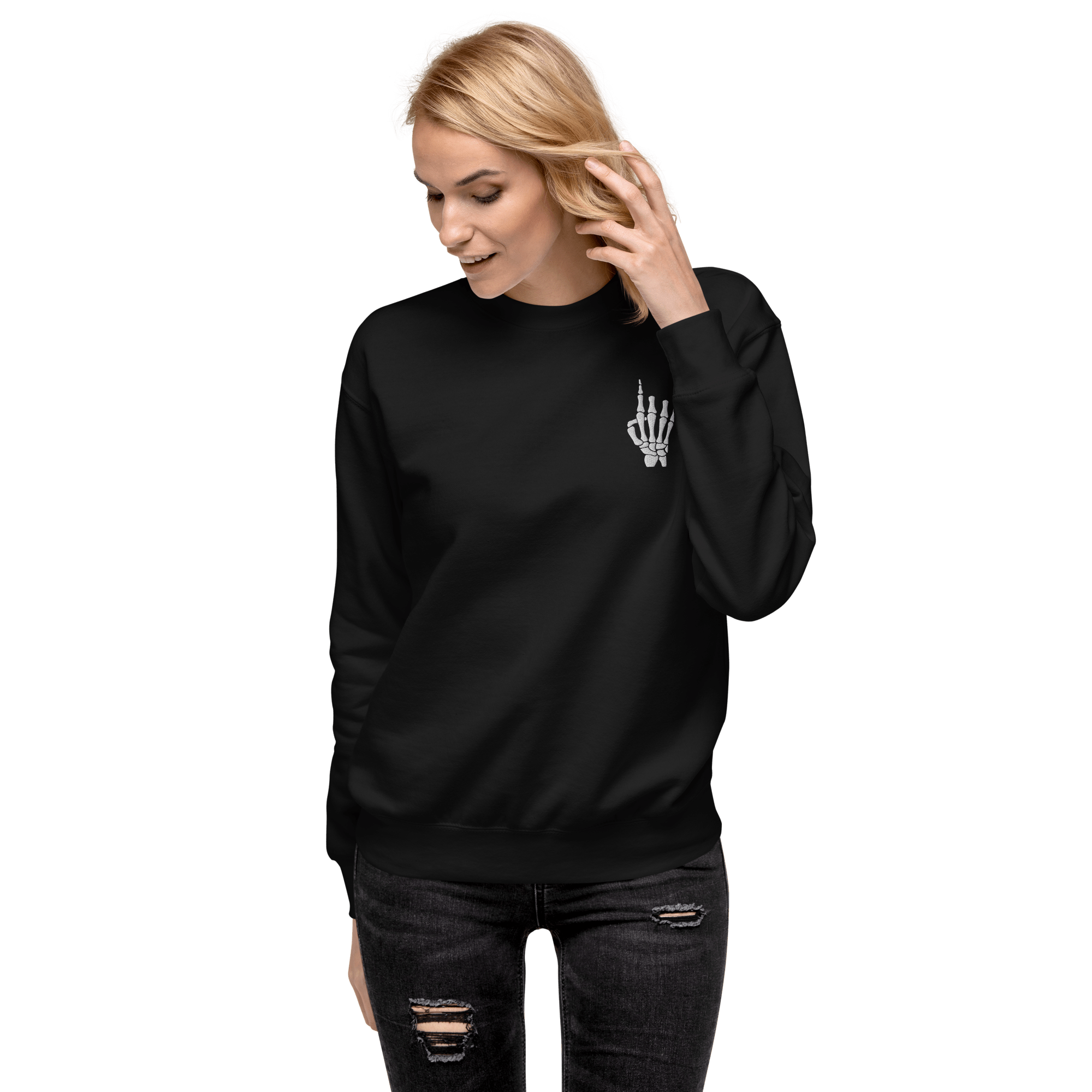 Rock On Skeleton Embroidered Sweatshirt