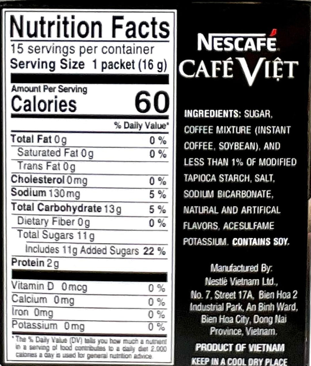 Nescafe Cafe Viet Black Iced Instant Coffee Drink Mix 15 Sachets x 16g