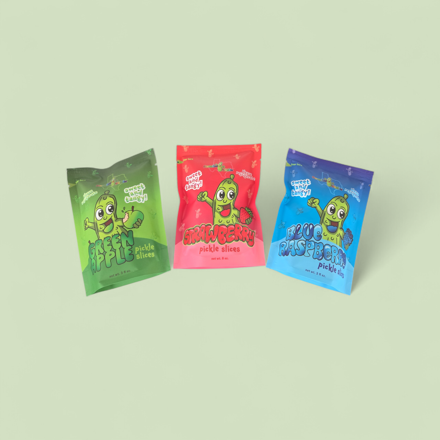 3 Sweet Snack Packs: Strawberry, Blue Raspberry, & Green Apple!